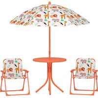 Set da Giardino per Bambini Tavolo da Picnic con Ombrellone Arancione