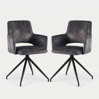 Sillón de tela efecto terciopelo con patas de metal Lysandra - Antracita