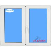 Ventana PVC 1200x1000 Blanca 2 Hojas Oscilobatiente Vidrio Transparente