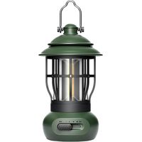 Lampe de camping LED, rechargeable, portable, 4 modes d'éclairage, parfaite lampe lanterne, 1200MAh d'autonomie, convient pour la randonnée, usage domestique - vert(version rechargeable)
