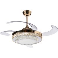 Ventilador de techo de metal dorado 63 cm cristal acrílico palas plegables Ashley