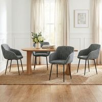 Goeurvant Sedie da pranzo minimaliste con seduta ampia e braccioli ergonomici, combinazione di comfort ed eleganza - Set di 2 - Grigio/Verde-Chenille