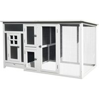 Pollaio per Galline Ovaiole da Esterno con Tetto Impermeabile e Zona di Corsa, Nidificazione , 160x75x80 cm, Grigio e Bianco