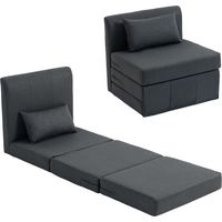 2-in-1 Schlafsessel Klappbares Sofa-Bett mit Leinenstruktur, Gepolstertes Gästebett Klappstuhl, Dunkelgrau