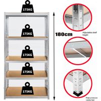 Jeu d'étagères de stockage Étagères en métal pour garage et entrepôt industriel 180cm