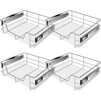 KESSER® Teleskopschublade Küchenschublade Küchenschrank Korbauszug Schrankauszug Vollauszug Schublade 4x 60cm - Silber