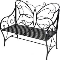 Banc de jardin HLC 2 places en métal, pour l'intérieur et l'extérieur, en fonte, en forme de papillon (avec accoudoirs), idéal pour les jardins, les parcs, les cours, les terrasses et les porches