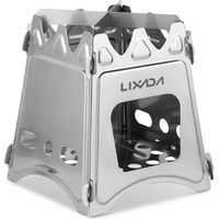 Lixada Poêle à bois pliable compact pour camping en plein air, cuisine, pique-nique, L, Acier inoxydable