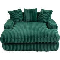Canapé Luxurious Indoor Chaise Lounge Chair confortable Corduroy Emeraude 125x155x63cm ZIPSOFA