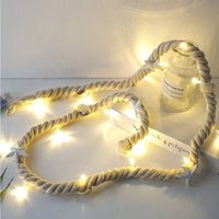 Batteriebetriebene Lichterkette, 1,5 Zoll wasserdichte Lichterkette aus Baumwollseil mit 15 warmweißen LEDs, Stimmungsbeleuchtung für Weihnachten, Partys, Hochzeiten, Garten, Terrasse, Rasen (Beige)