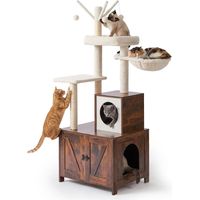 Cat Tree With Litter Cabinet, 150 cm, Sisal Posts