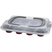 Muffinform 12 Tassen cm 6 mit Deckel aus rotem Karbonstahl
