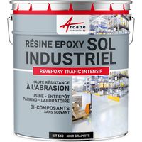 Arcane Industries – Peinture époxy pour sol industriel – 5 kg – Trafic intensif – Résistance à l'abrasion – Noir graphite RAL 9011