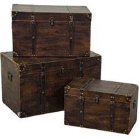 Baúl de madera ecopiel marrón rectangular 1-3 cm68x38h40