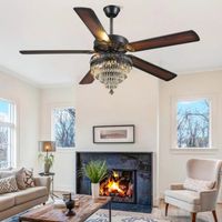 Kviflon ventilateur de plafond cristal noir 132 cm, télécommande