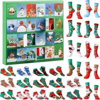 Calendrier de l'Avent de Noël, Calendrier de compte à rebours de Noël de 24 jours avec chaussettes de Noël, (24 paires de chaussettes)