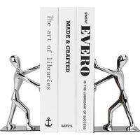 Kung Fu Man Humanoid Bookends for Home, Office, Library and School Decorative Bookends, Kung Fu Man (Silver)