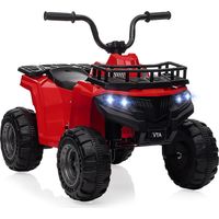 Quad eléctrico infantil 12V ATV – 4 ruedas, 2 velocidades, neumáticos dentados, LED, música – Para niñas y niños de 2-5 años - Rojo