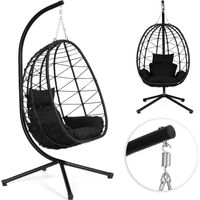 Hanging Egg Chair with Cushions, Black, 120kg Capacity