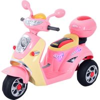 HOMCOM Coche Triciclo Moto ElĂ©ctrica Infantil Correpasillos a BaterĂa Niños +3 años 6V Metal + PP 108x51x75cm Rosa