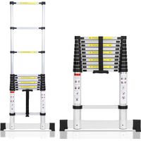 Jiubiaz Échelle télescopique escabeau Pro 3,2m avec stabilisateur, 150kg, antidérapante