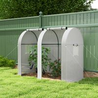 1,8 m² großes Gewächshaus für Tomaten, 2 aufrollbare Reißverschlusstüren, 4 aufrollbare Fenster, Stahl, 135 g/m² PE, weiß
