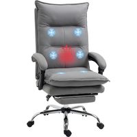 Vinsetto silla de masaje reclinable con 6 puntos de masaje y 5 modos con función de calefacción altura ajustable reposapiés y ruedas 66x74x114-121,5cm