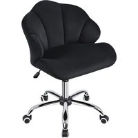 Homevive Silla Escritorio Oficina Silla Ergonomica Silla de Despacho Silla Terciopelo con Ruedas Silla sin Reposabrazo Capacidad 136 KG Negra