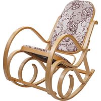 Fauteuil à bascule Tokyo bois massif aspect chêne tissu/textile jacquard marron
