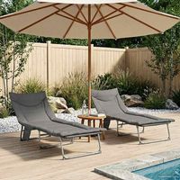 vidaXL Folding Sun Lounger with Cushion 2 pcs Anthracite