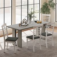 Table de salle à manger pour 8 personnes, table de cuisine à dessus épais, gris