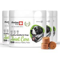 SwissVet Soin des articulations pour Chiens – Naturel en friandise Chien – Soutien des articulations, os et mobilité avec glucosamine, MSM, collagène, chondroïtine et vitamines C & E - 4x120 Pièces
