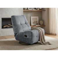 Deco In Paris – Fauteuil relax pivotant en velours chiné gris – Dossier inclinable pour confort sur mesure – Design moderne et épuré