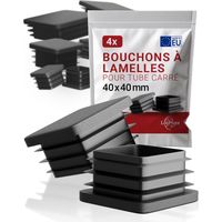 10 Bouchon Tube carré 40x40 mm, Plastique Noir, Pour Clôture Et Mobilier