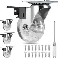 4 PCS Roulettes pour Meubles Transparente avec Freins, Roulette Charge Lourde Rotation à 360°, Roulette pour Chariot Silencieux - 50mm Jusqu'à 200KG(Avec 16 vis)