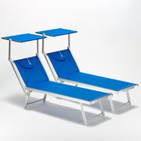 2 Tumbonas plegables de playa en aluminio Santorini - Azul Marino