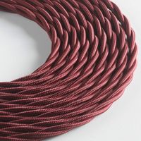Klartext - Cavo tessile trecciato LUMIÈRE per illuminazione, 3x0,75mm, Bordeaux, 3mt.Attenzione: cavo terra incluso Massima sicurezza anti scossa