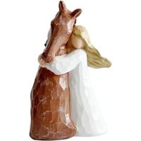 Horse Gifts for Girls Women: Unique Girl Embraces Horse Figurines - Horses Lover Gift for Birthday Friendship Memorial Easter Horsey Statue Decor