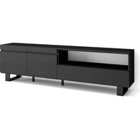 Skraut Home - Mobile TV Soggiorno, Ampio spazio a disposizione, 200x57x35cm, Per TV fino a 80", Design industriale, Stile moderno, Nero