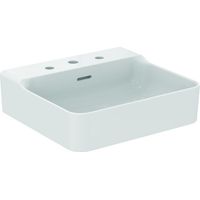 Lavabo CONCA 500x450x165mm, lijado blanco con IdealPlus 3 orificios para grifería, con rebosadero IDEAL STANDARD