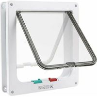 Manual Cat Flaps and Doors, 4 Position Cat Flap, Tunnel Cat Flap Cover, Dog Cat Flap, Cat Door with Lock, Small Animal Cat Flaps, Cat Mate Lockable Easy Install, White (M)