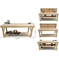Wooden MDF Top Workbench, 7ft (210cm), With back panel and wheels