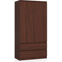 Armario AKORD S90 Wenge 90 cm 2 puertas 2 cajones frente en color Wenge 4 estantes 90x51x180 cm