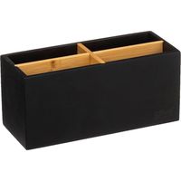 Organiseur Rangement maquillage 4 compartiments Noir et Bambou - Five