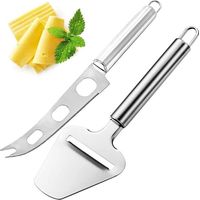 Couteau à Fromage, Coupe-Fromage Acier Inoxydable, Tranchette à Fromage, Couteaux à Fromage, Couteau Fromage, pour Fromage à PâTe Molle et Fromage à PâTe Mi-Dure (Argent, 2 Pièces)