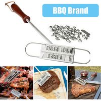 Tampon à griller avec manche en bois imprimé, outil pour griller la viande, marquer les steaks soi-même, barbecue et cuisine-AquaForge