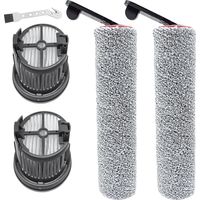 Brosse à rouleau + filtre d'accessoires pour Dreame H14 Pro, H14, H14 Dual aspirateur sec et humide pièces de rechange, 2 rouleaux de brosse + 2 filtres