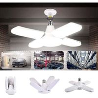 Éclairage Garage, 80W 8000LM Led Garage E27 Lampe Atelier Déformable à 4 Panneaux Ajustables Super Brillant Plafonnier LED pour Garage,Entrepôt,Atelier,Sous-sol,Cuisine