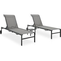 Conjunto de 2 tumbonas hamacas camas de jardín muebles de terraza con mesa textilene y acero 020012136