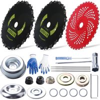 9 in x20 teeth steel round brush blades carbon chainsaw 9 inx36t cutter weed eater blades - kit d'adaptation universel avec 3 limes rondes compatible avec débroussailleuse, coupe-bordure, désherbeur,